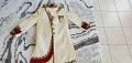 Embroided Art silk dhoti pant groom sherwani in cream red 
